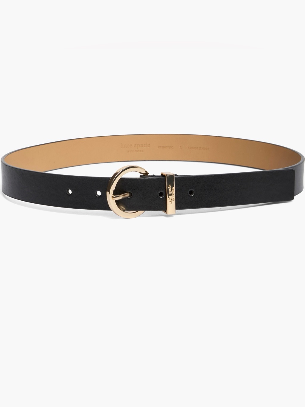 Kate Spade Genuine Black Leather Belt With Gold Buckle